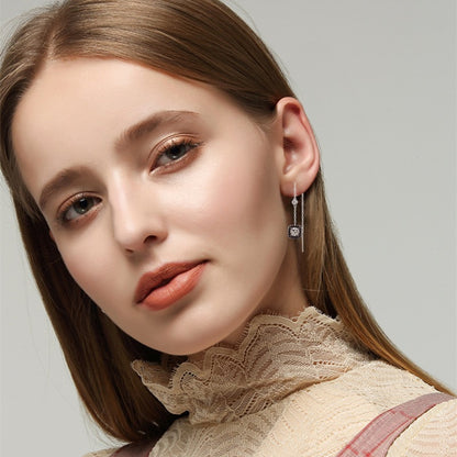 Light Luxury Long Copper Plated Zircon Earrings