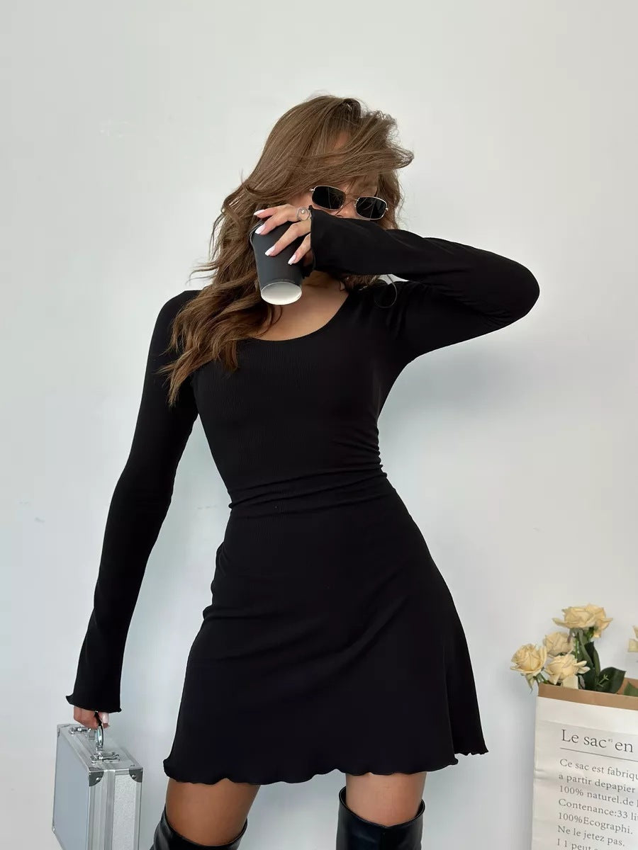 Slim Fit Long Sleeve Narrow Lace-up Dress